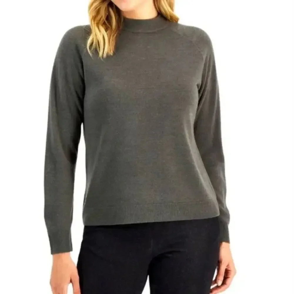 Karen Scott Mock Neck Back Zipper Sweater